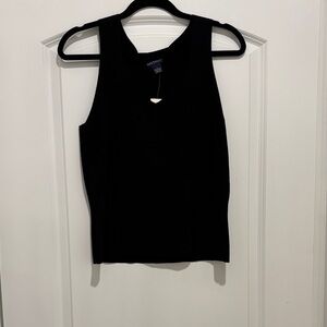 Ann Taylor Black Ribbed V-Neck Tank